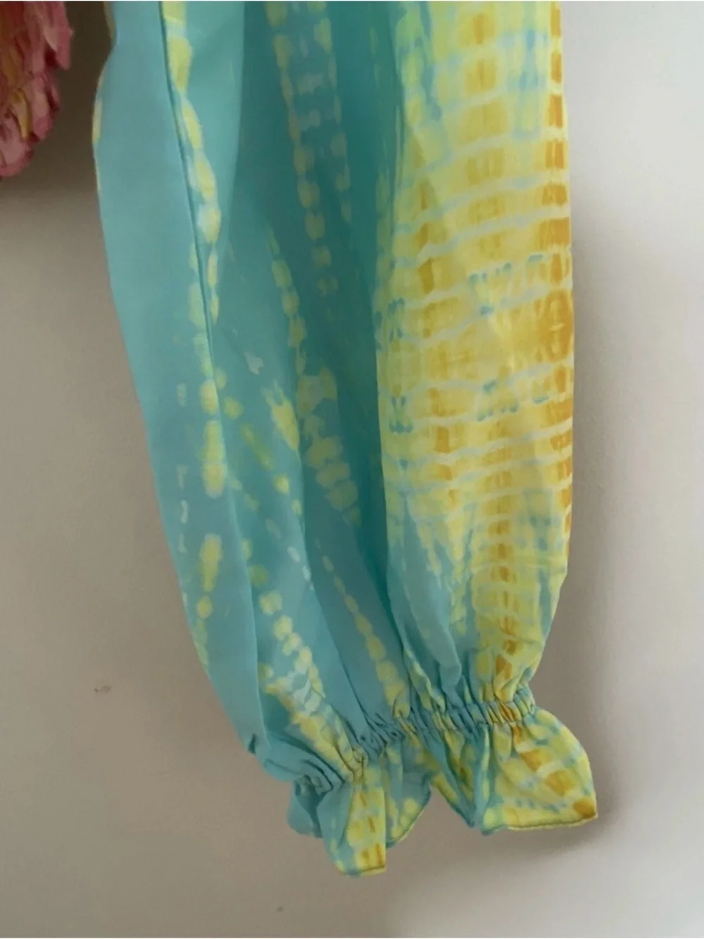 Kavita Bharti Tie Dye Smocked Top Boho Balloon Sleeve Medium Festival Blouse - Picture 4 of 4
